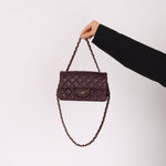 Ultra - Rare Chanel 2024 Bordeaux Lambskin Mini Rectangular Rose Gold Hardware Flap Bag - FashioNica