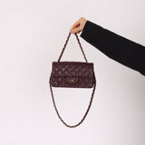Ultra - Rare Chanel 2024 Bordeaux Lambskin Mini Rectangular Rose Gold Hardware Flap Bag - FashioNica