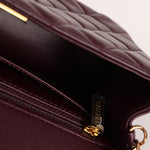 Ultra - Rare Chanel 2024 Bordeaux Lambskin Mini Rectangular Rose Gold Hardware Flap Bag - FashioNica