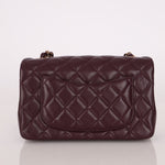 Ultra - Rare Chanel 2024 Bordeaux Lambskin Mini Rectangular Rose Gold Hardware Flap Bag - FashioNica