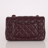 Ultra - Rare Chanel 2024 Bordeaux Lambskin Mini Rectangular Rose Gold Hardware Flap Bag - FashioNica