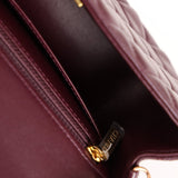 Ultra - Rare Chanel 2024 Bordeaux Lambskin Mini Rectangular Rose Gold Hardware Flap Bag - FashioNica