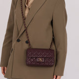 Ultra - Rare Chanel 2024 Bordeaux Lambskin Mini Rectangular Rose Gold Hardware Flap Bag - FashioNica