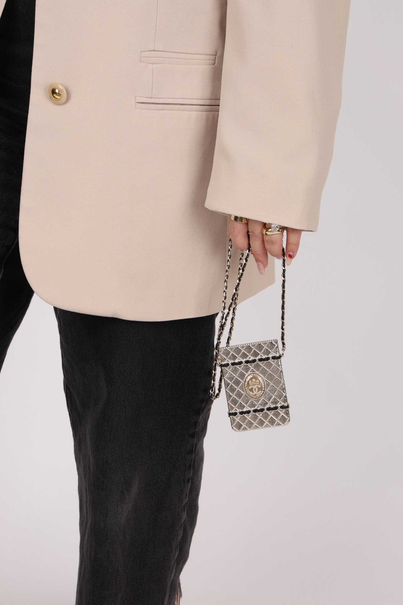 Ultra - Rare Chanel Metal Cardholder on Chain - FashioNica