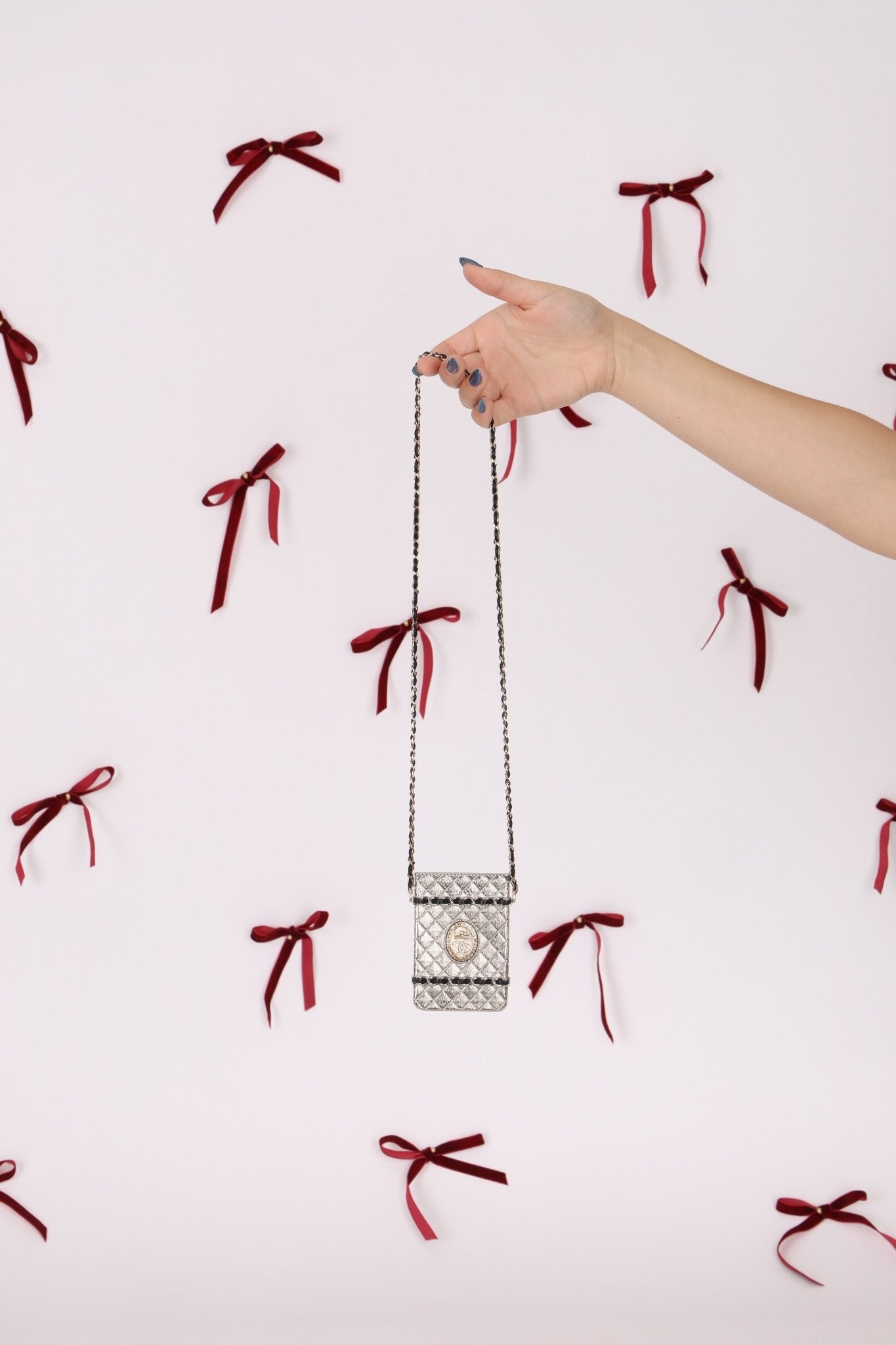 Ultra - Rare Chanel Metal Cardholder on Chain - FashioNica