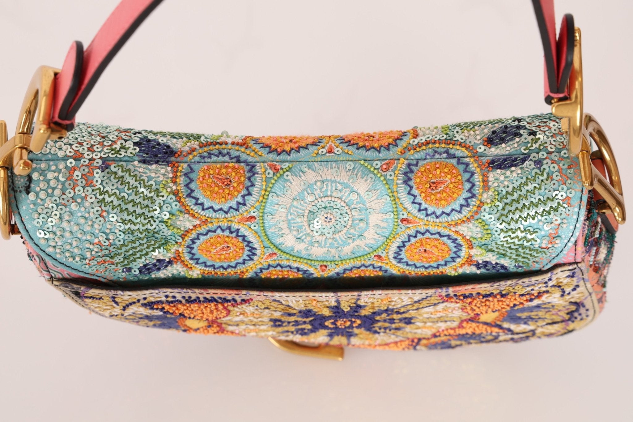 Ultra - Rare Dior 2020 "Dior in Lights" Sequin Beaded Saddle Bag - FashioNica