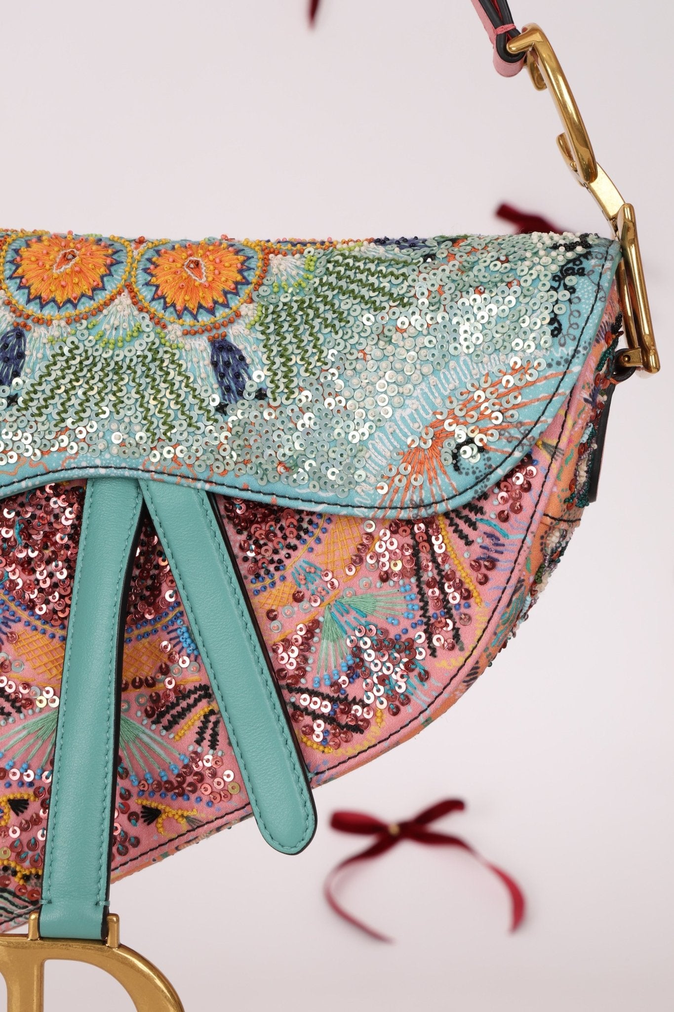 Ultra - Rare Dior 2020 "Dior in Lights" Sequin Beaded Saddle Bag - FashioNica