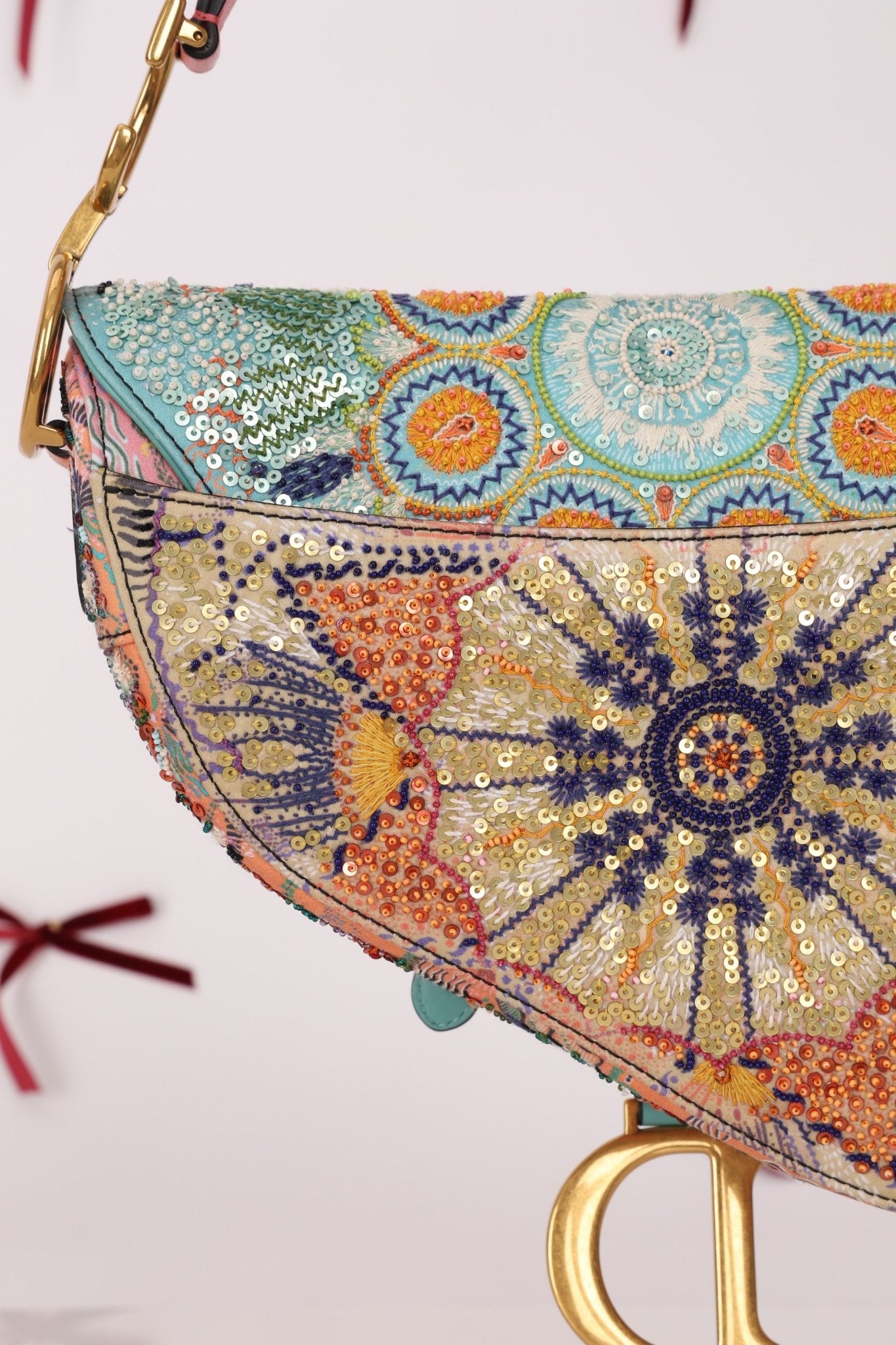 Ultra - Rare Dior 2020 "Dior in Lights" Sequin Beaded Saddle Bag - FashioNica