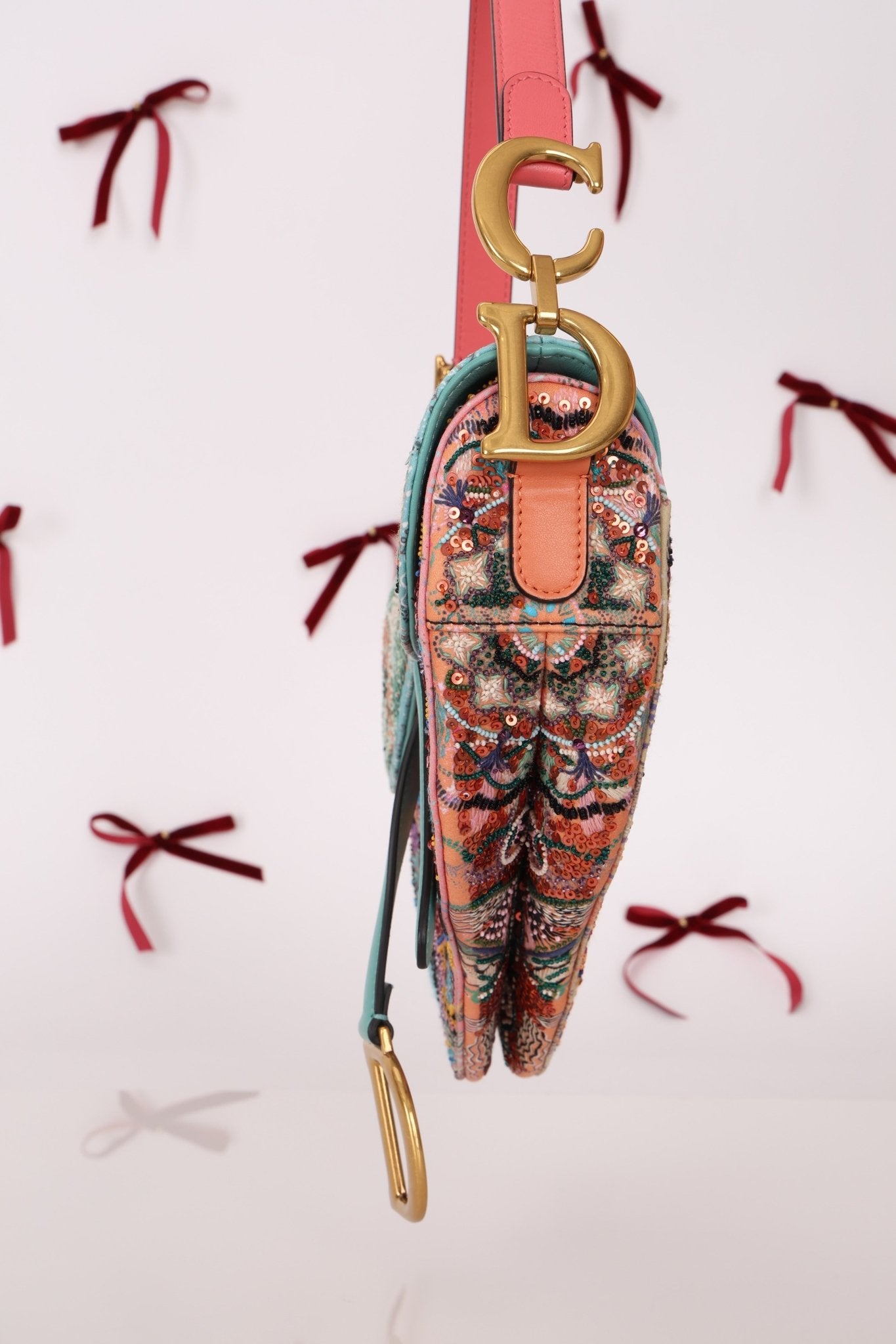 Ultra - Rare Dior 2020 "Dior in Lights" Sequin Beaded Saddle Bag - FashioNica