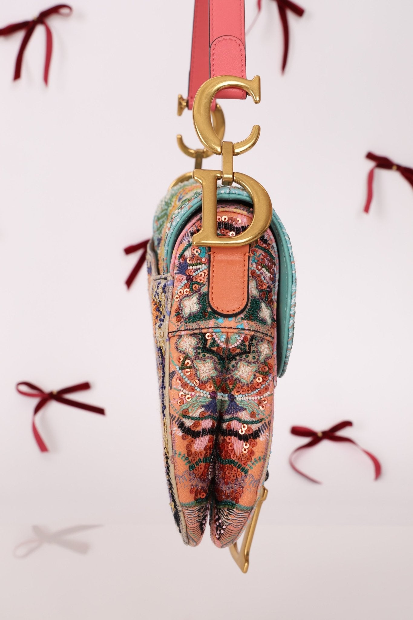 Ultra - Rare Dior 2020 "Dior in Lights" Sequin Beaded Saddle Bag - FashioNica