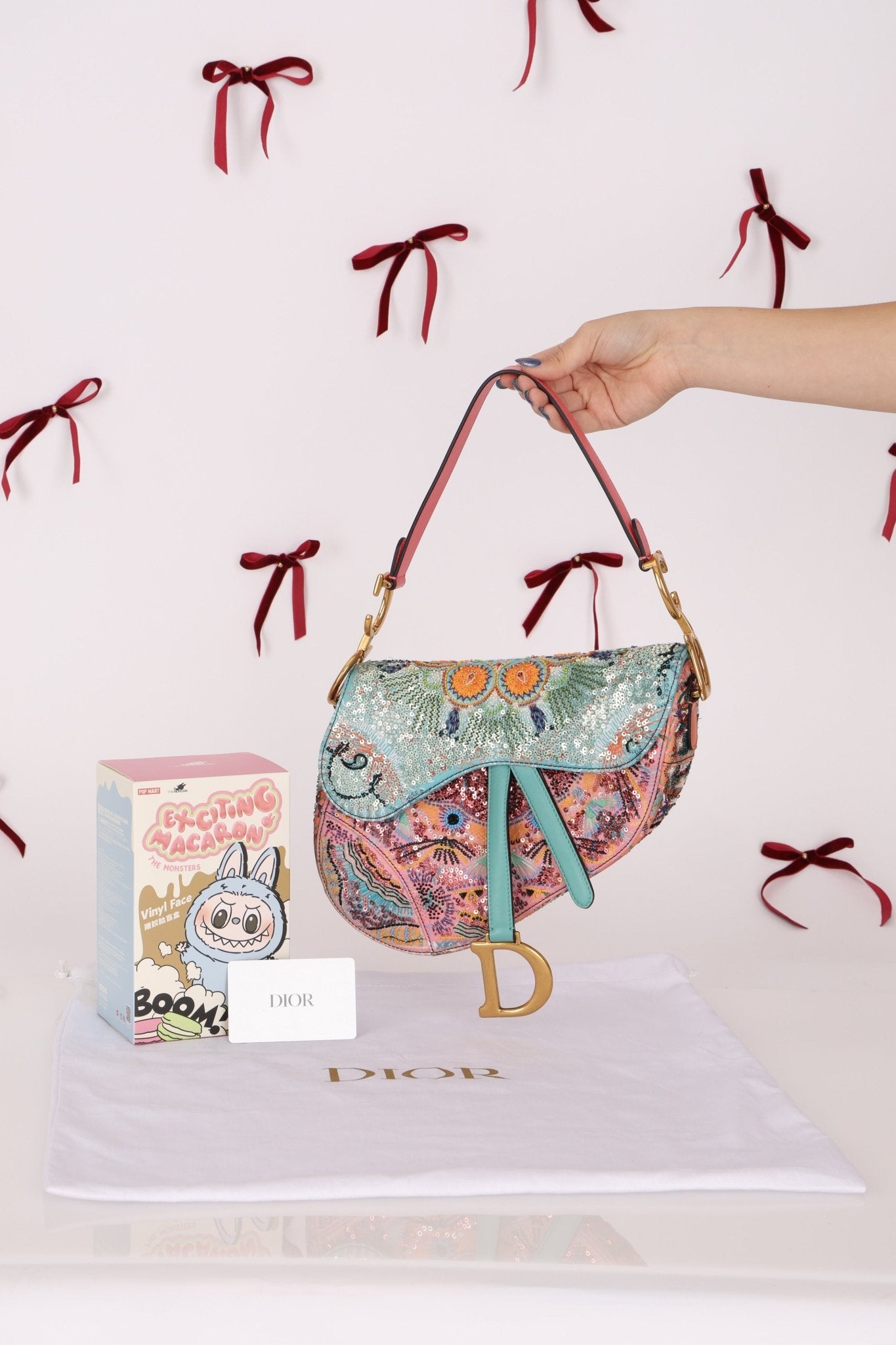 Ultra - Rare Dior 2020 "Dior in Lights" Sequin Beaded Saddle Bag - FashioNica