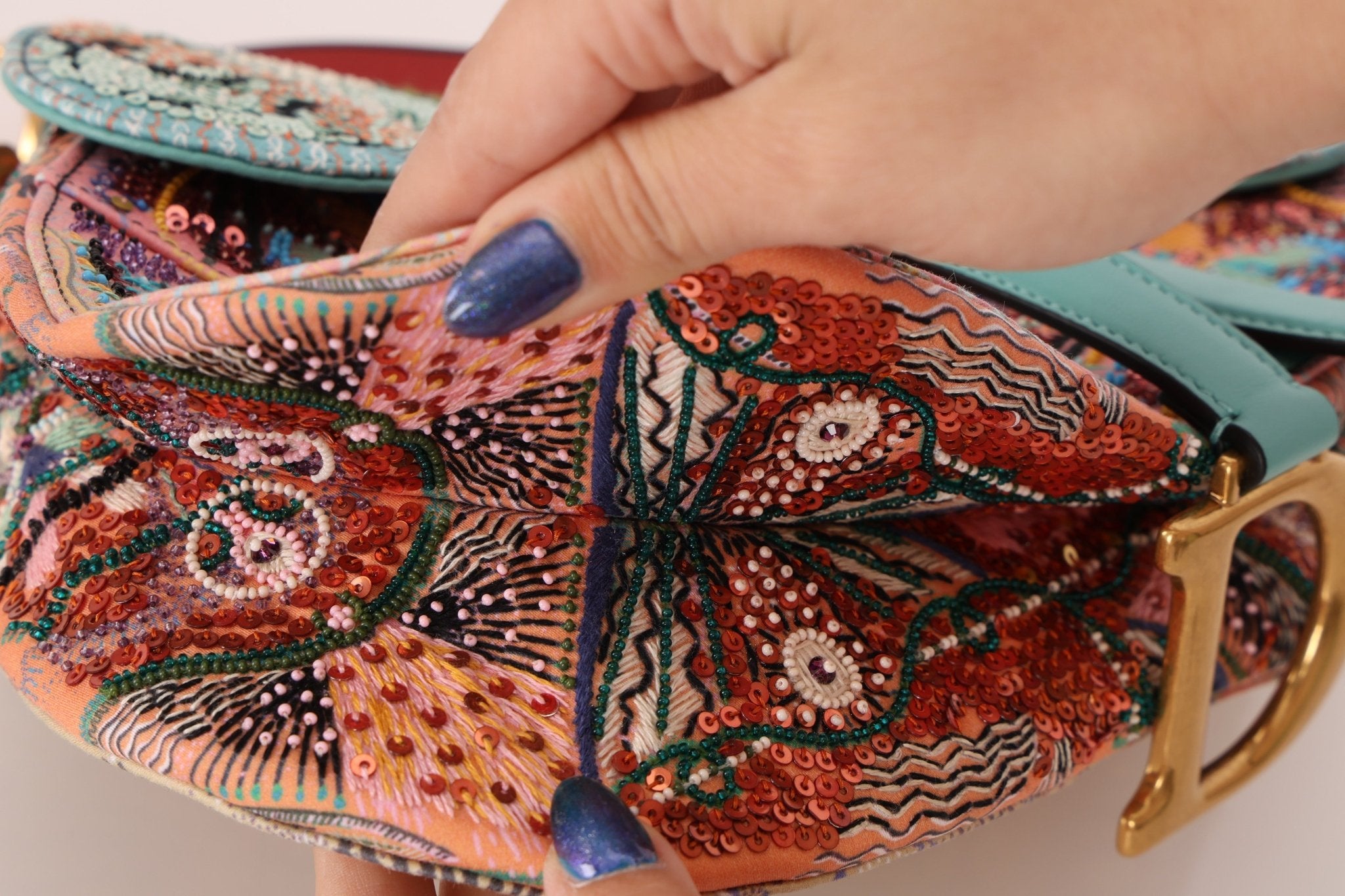 Ultra - Rare Dior 2020 "Dior in Lights" Sequin Beaded Saddle Bag - FashioNica