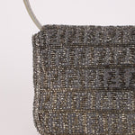 Ultra - Rare Fendi 2003 Karung Trimmed Metallic Beaded Zucchino Mini Baguette - FashioNica