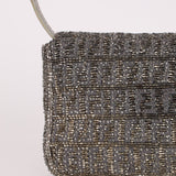 Ultra - Rare Fendi 2003 Karung Trimmed Metallic Beaded Zucchino Mini Baguette - FashioNica
