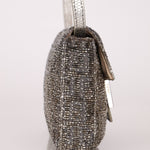 Ultra - Rare Fendi 2003 Karung Trimmed Metallic Beaded Zucchino Mini Baguette - FashioNica