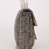 Ultra - Rare Fendi 2003 Karung Trimmed Metallic Beaded Zucchino Mini Baguette - FashioNica