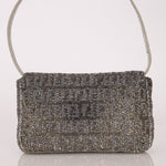 Ultra - Rare Fendi 2003 Karung Trimmed Metallic Beaded Zucchino Mini Baguette - FashioNica