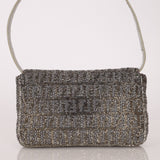 Ultra - Rare Fendi 2003 Karung Trimmed Metallic Beaded Zucchino Mini Baguette - FashioNica