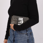 Ultra - Rare Fendi 2003 Karung Trimmed Metallic Beaded Zucchino Mini Baguette - FashioNica