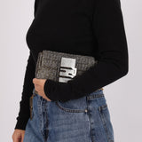 Ultra - Rare Fendi 2003 Karung Trimmed Metallic Beaded Zucchino Mini Baguette - FashioNica