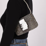 Ultra - Rare Fendi 2003 Karung Trimmed Metallic Beaded Zucchino Mini Baguette - FashioNica