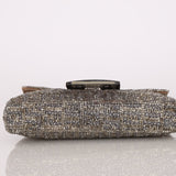 Ultra - Rare Fendi 2003 Karung Trimmed Metallic Beaded Zucchino Mini Baguette - FashioNica