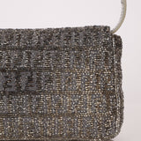 Ultra - Rare Fendi 2003 Karung Trimmed Metallic Beaded Zucchino Mini Baguette - FashioNica