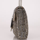 Ultra - Rare Fendi 2003 Karung Trimmed Metallic Beaded Zucchino Mini Baguette - FashioNica