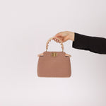 Ultra - Rare Fendi 2021 Haute Couture Light Pink Pearl and Velvet Small Peekaboo - FashioNica