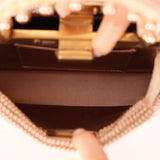 Ultra - Rare Fendi 2021 Haute Couture Light Pink Pearl and Velvet Small Peekaboo - FashioNica