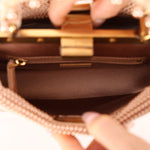 Ultra - Rare Fendi 2021 Haute Couture Light Pink Pearl and Velvet Small Peekaboo - FashioNica