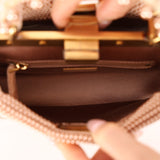 Ultra - Rare Fendi 2021 Haute Couture Light Pink Pearl and Velvet Small Peekaboo - FashioNica