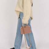 Ultra - Rare Fendi 2021 Haute Couture Light Pink Pearl and Velvet Small Peekaboo - FashioNica