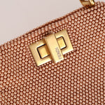 Ultra - Rare Fendi 2021 Haute Couture Light Pink Pearl and Velvet Small Peekaboo - FashioNica