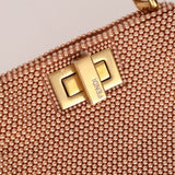 Ultra - Rare Fendi 2021 Haute Couture Light Pink Pearl and Velvet Small Peekaboo - FashioNica
