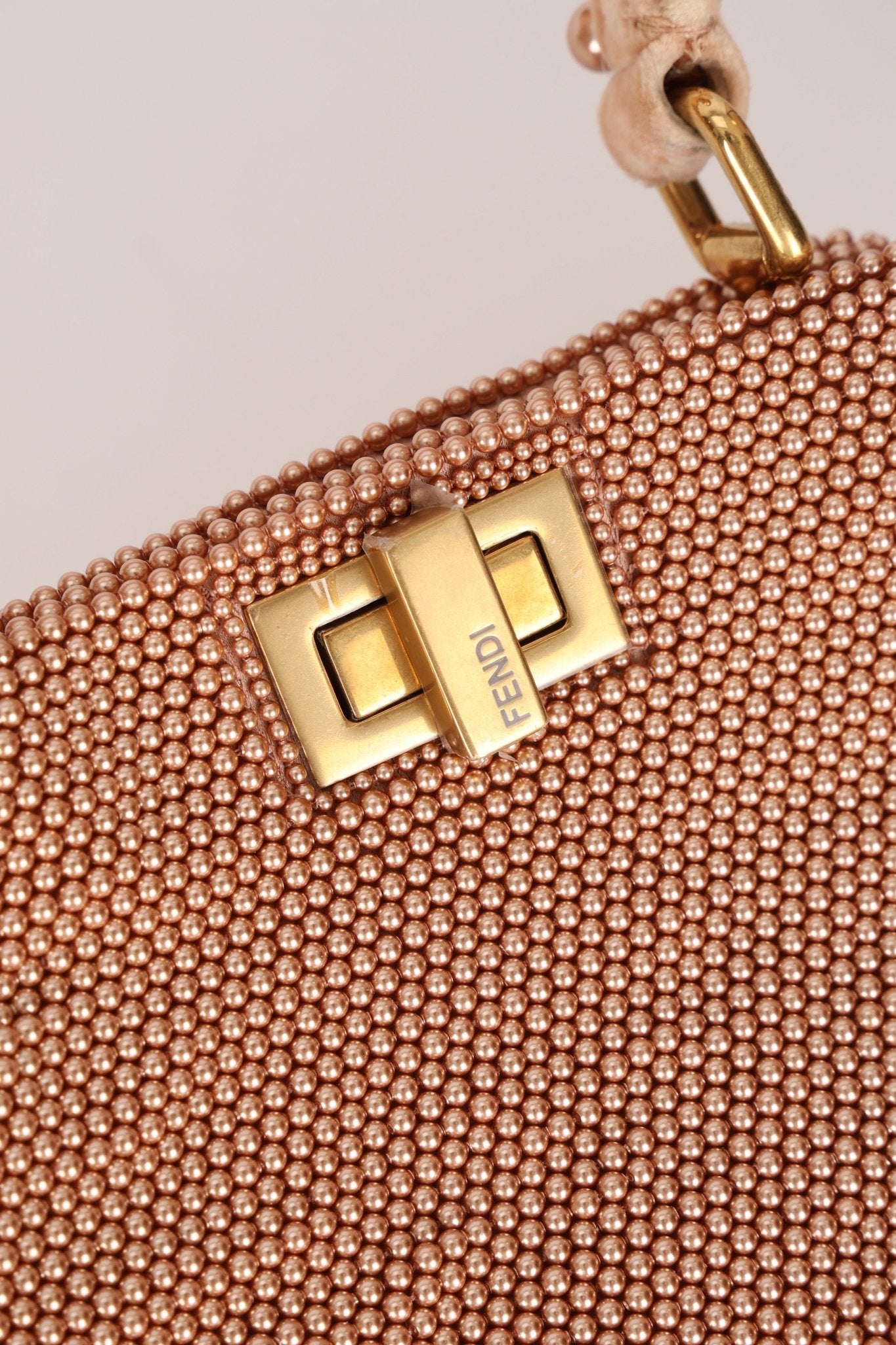Ultra - Rare Fendi 2021 Haute Couture Light Pink Pearl and Velvet Small Peekaboo - FashioNica