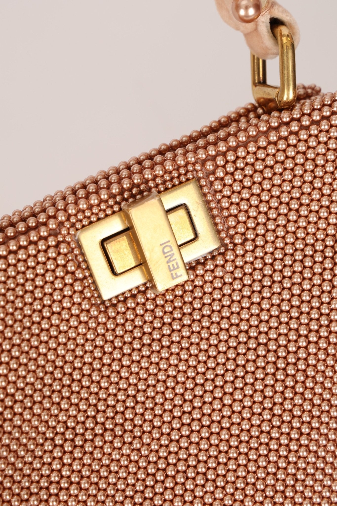 Ultra - Rare Fendi 2021 Haute Couture Light Pink Pearl and Velvet Small Peekaboo - FashioNica