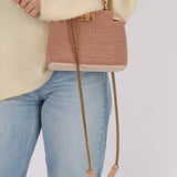 Ultra - Rare Fendi 2021 Haute Couture Light Pink Pearl and Velvet Small Peekaboo - FashioNica
