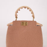 Ultra - Rare Fendi 2021 Haute Couture Light Pink Pearl and Velvet Small Peekaboo - FashioNica