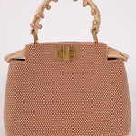 Ultra - Rare Fendi 2021 Haute Couture Light Pink Pearl and Velvet Small Peekaboo - FashioNica