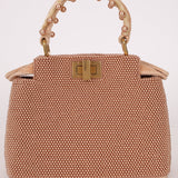 Ultra - Rare Fendi 2021 Haute Couture Light Pink Pearl and Velvet Small Peekaboo - FashioNica