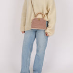Ultra - Rare Fendi 2021 Haute Couture Light Pink Pearl and Velvet Small Peekaboo - FashioNica