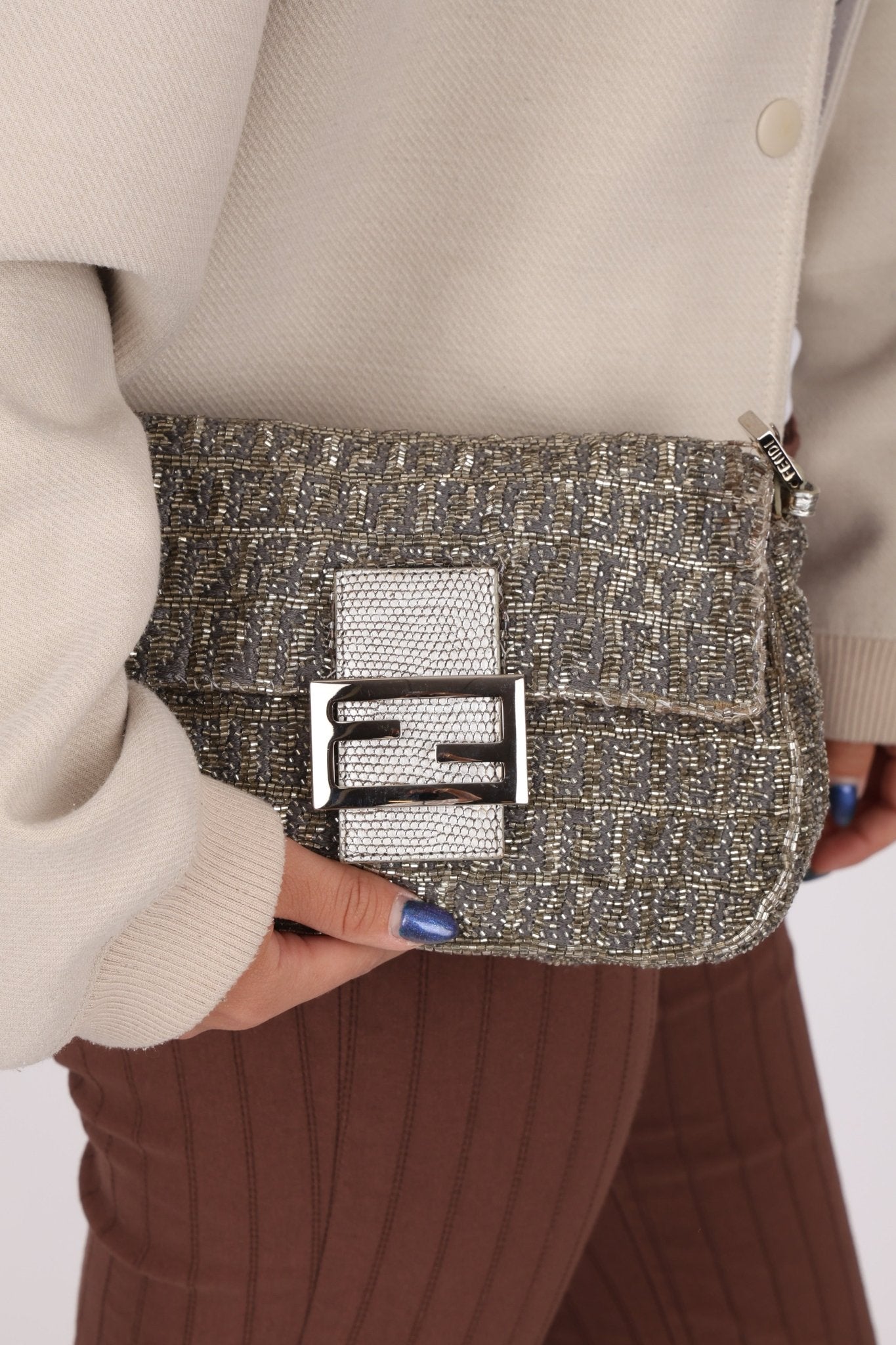 Ultra - Rare Fendi Beaded & Lizard Mini Mamma Baguette - FashioNica