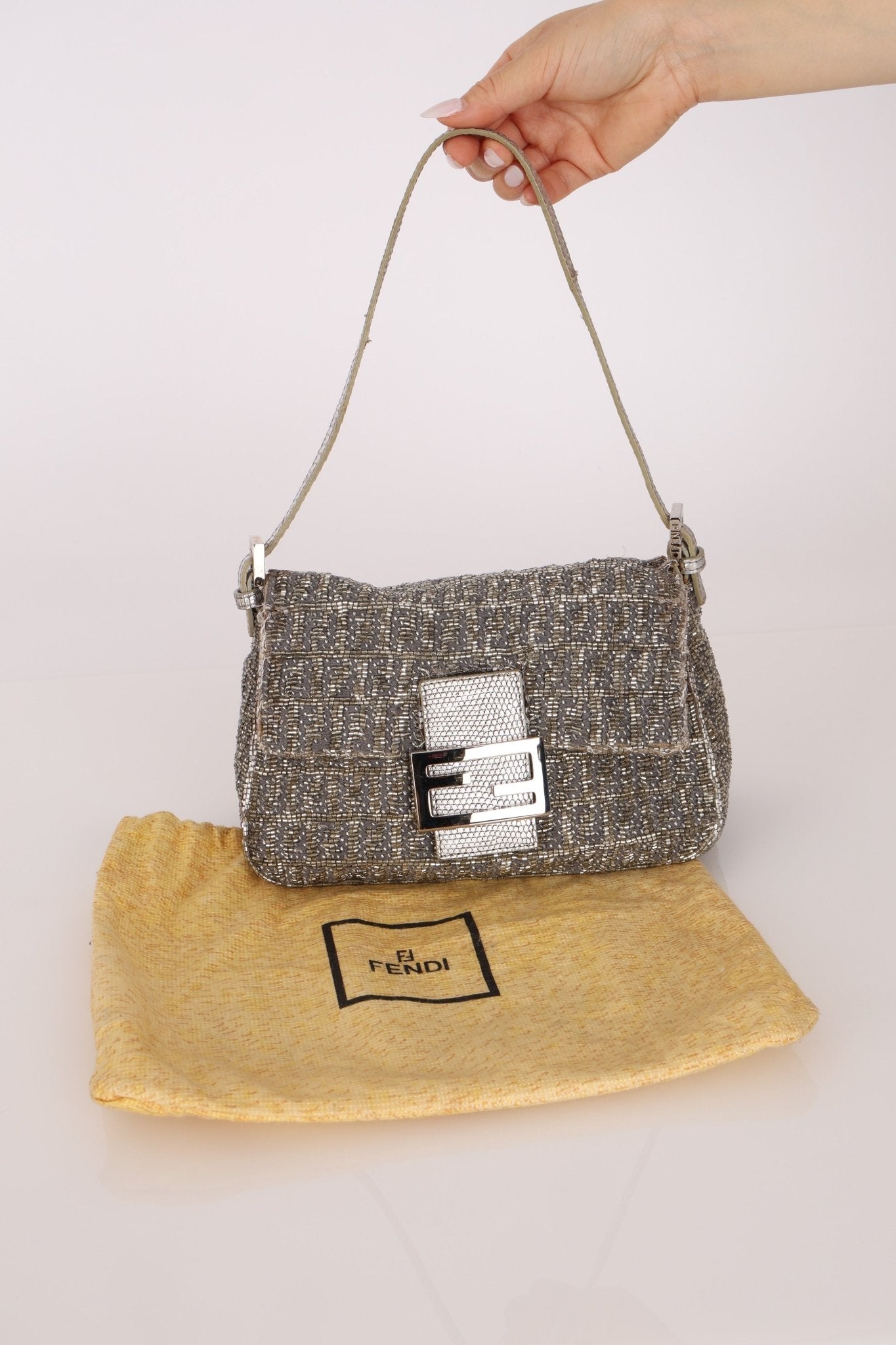 Ultra - Rare Fendi Beaded & Lizard Mini Mamma Baguette - FashioNica