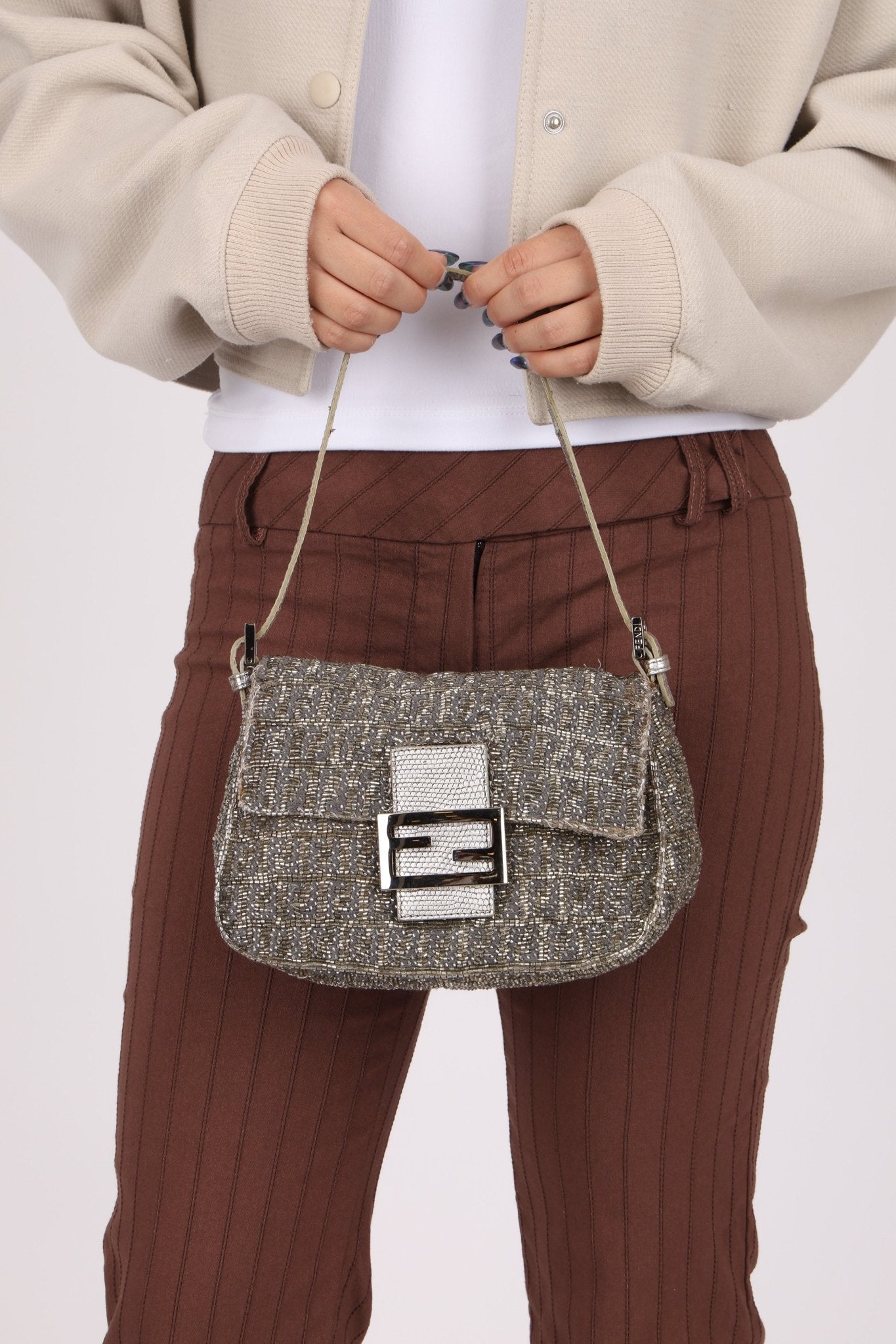 Ultra - Rare Fendi Beaded & Lizard Mini Mamma Baguette - FashioNica