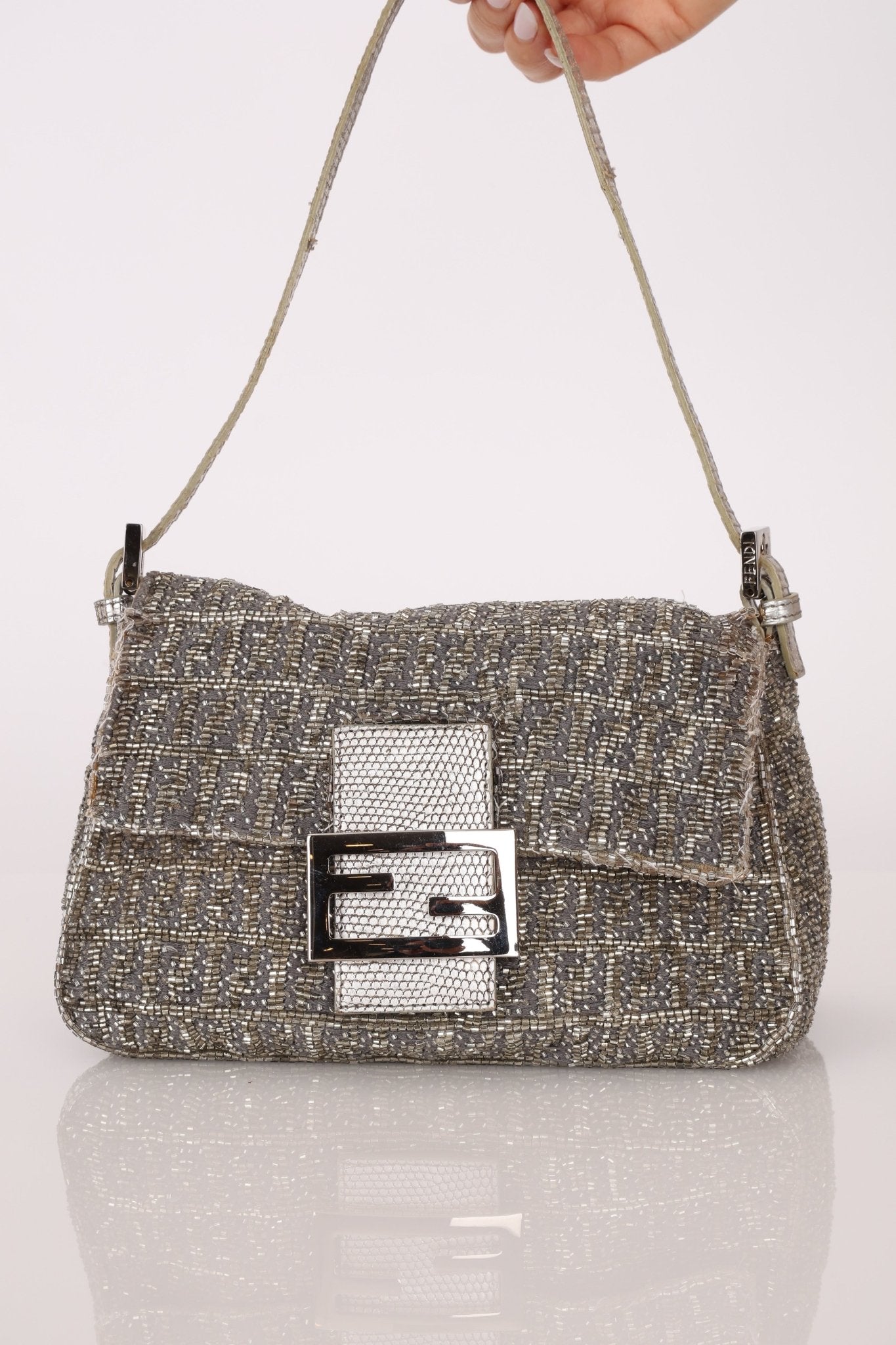 Ultra - Rare Fendi Beaded & Lizard Mini Mamma Baguette - FashioNica