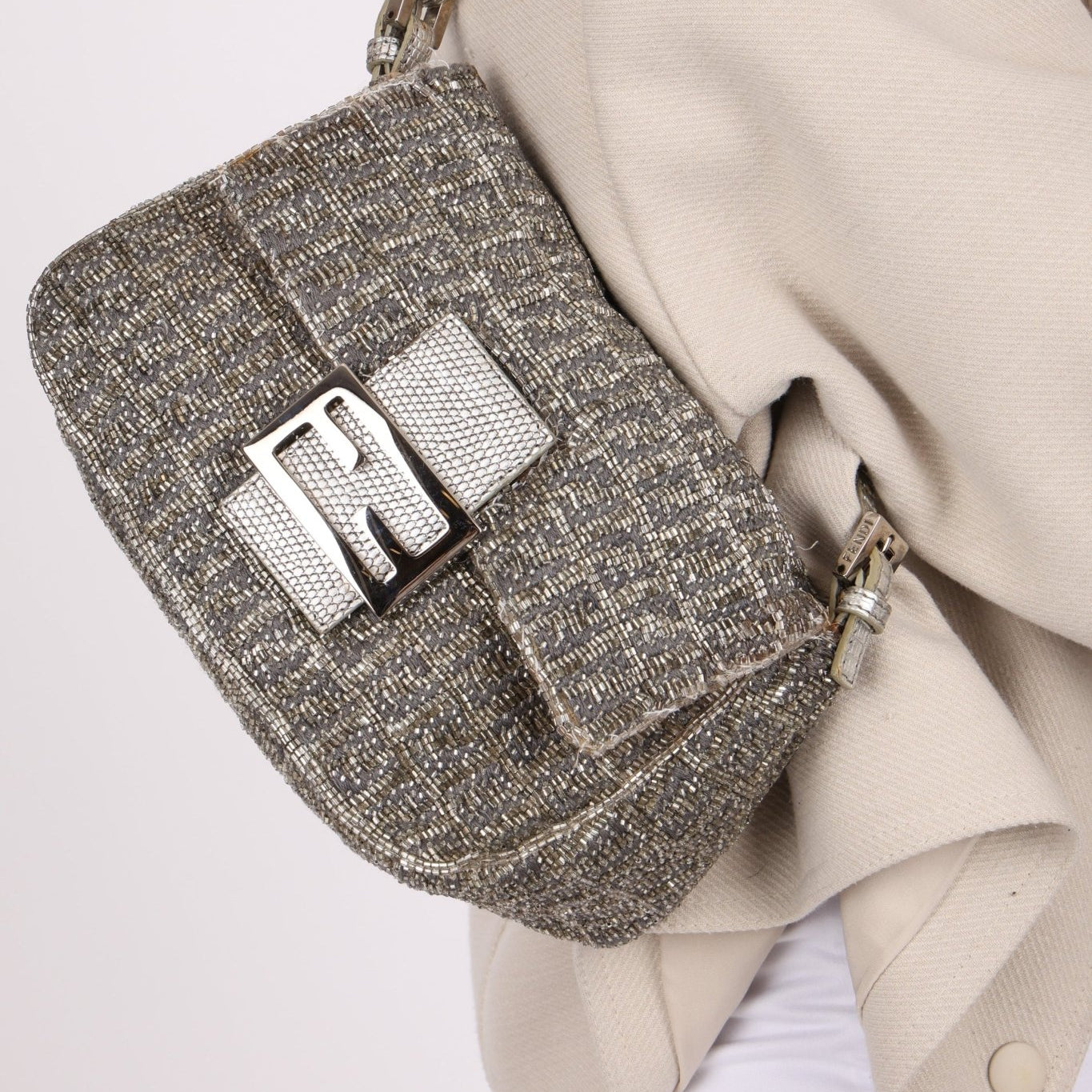 Ultra - Rare Fendi Beaded & Lizard Mini Mamma Baguette - FashioNica