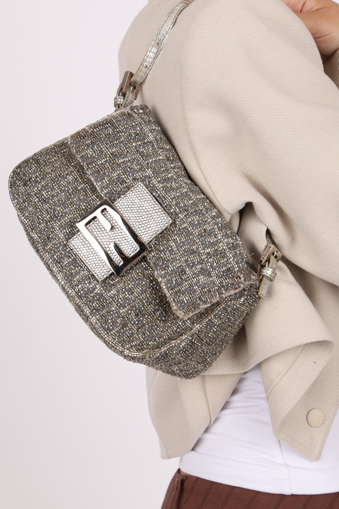 Ultra - Rare Fendi Beaded & Lizard Mini Mamma Baguette - FashioNica