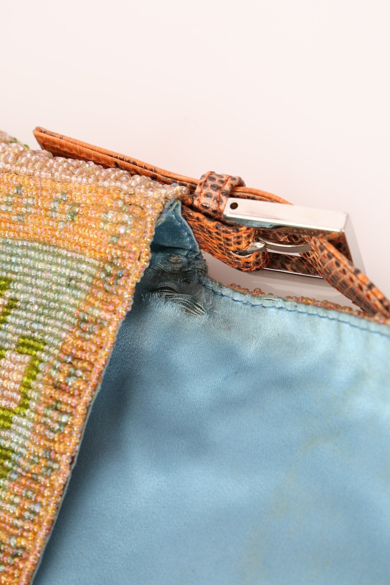 Ultra - Rare Fendi Beaded Lizard - Trimmed Baguette - FashioNica