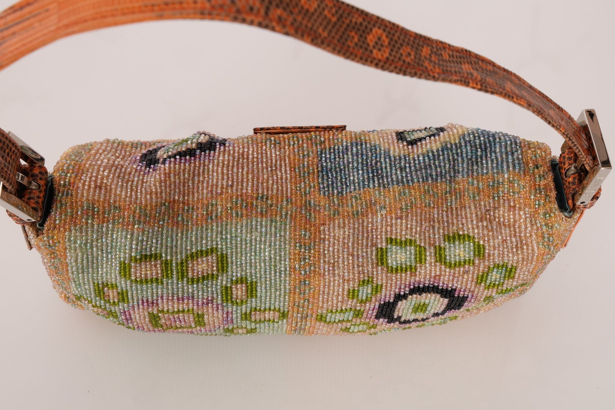 Ultra - Rare Fendi Beaded Lizard - Trimmed Baguette - FashioNica